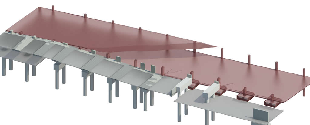 Aerial View of Proposed Structure at Existing Footing Interface